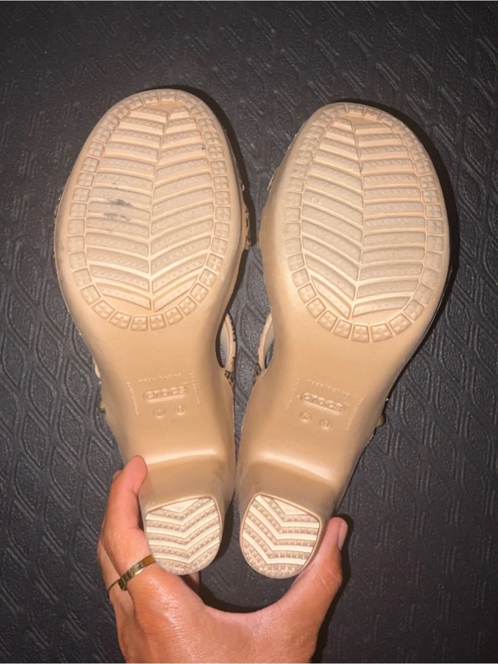 CROCS Tan Leopard Print High Heel Sandals